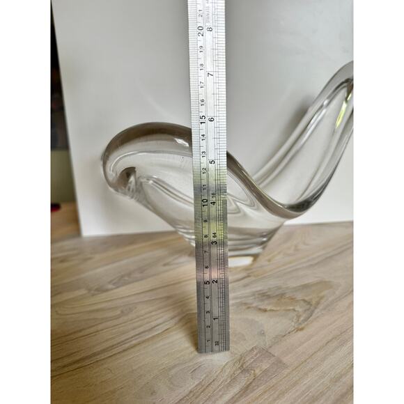 VINTAGE Large Glass Serving Fruit Bowl Triangle Shape MCM Mid Century Modern VTG - Picture 7 of 7